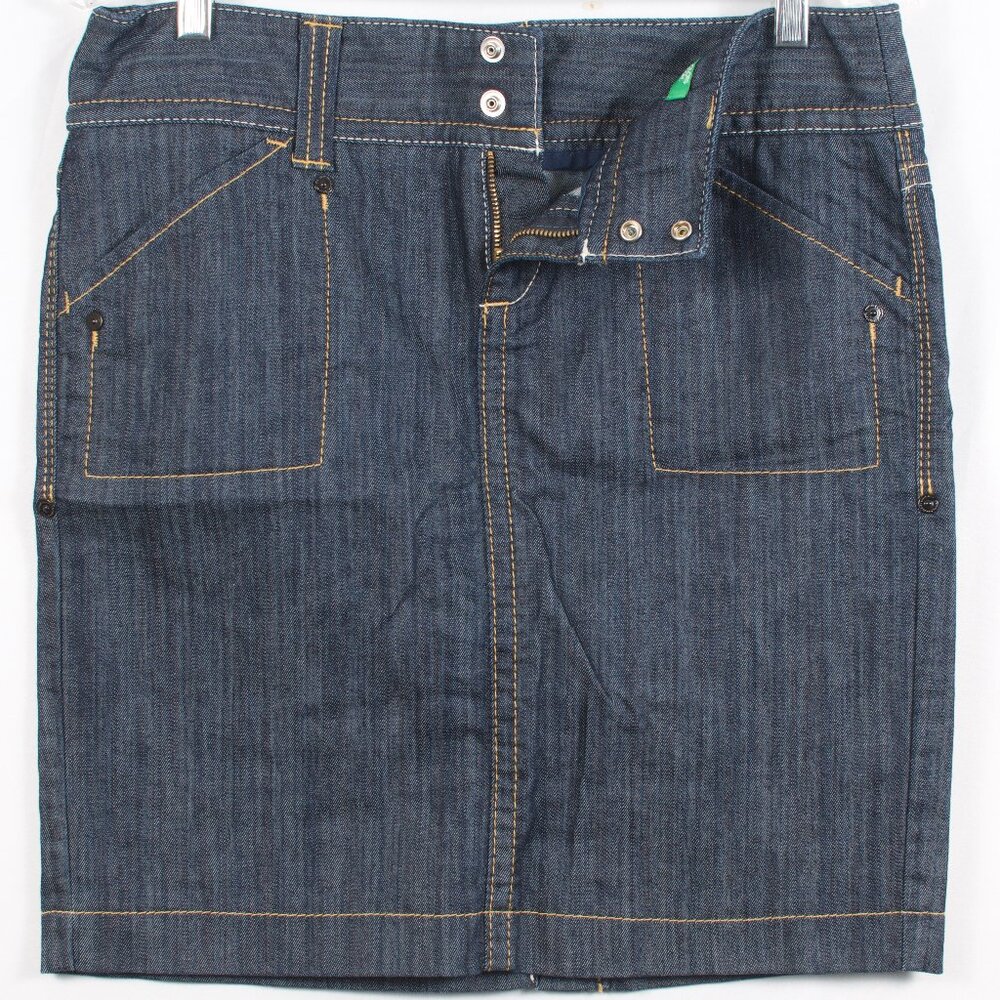 United Colors of Benetton Women's Mini Skirt 42 Blue Denim Cotton